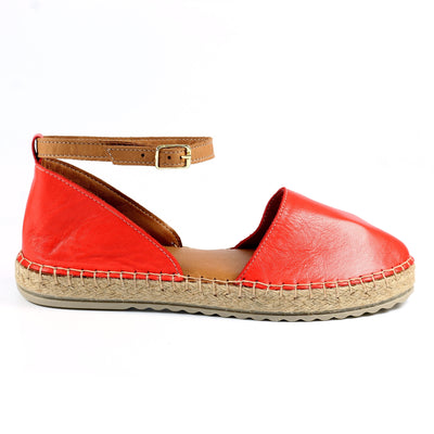 Red Leather Rhodes Espadrilles