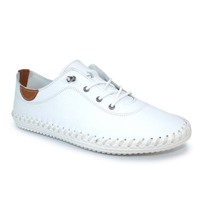 White Leather St Ives Plimsoll