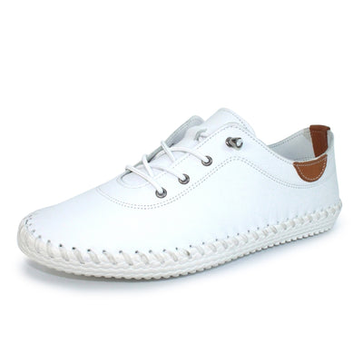 White Leather St Ives Plimsoll